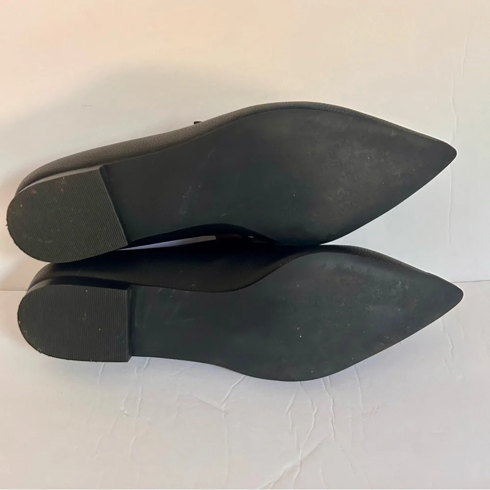 Paolo Black Loafers with Pointed Toe and Gold Chain Classic Work Attire Size 10